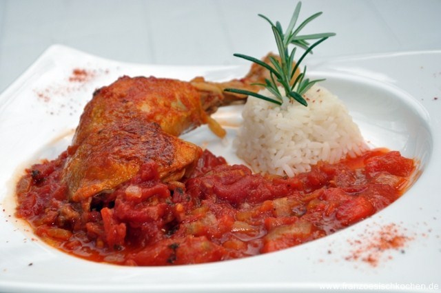 Hähnchen basquaise - Poulet basquaise