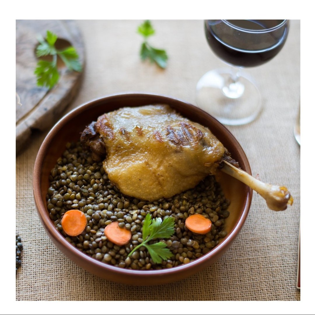 Linsen mit Entenconfit - Lentilles au Confit de Canard