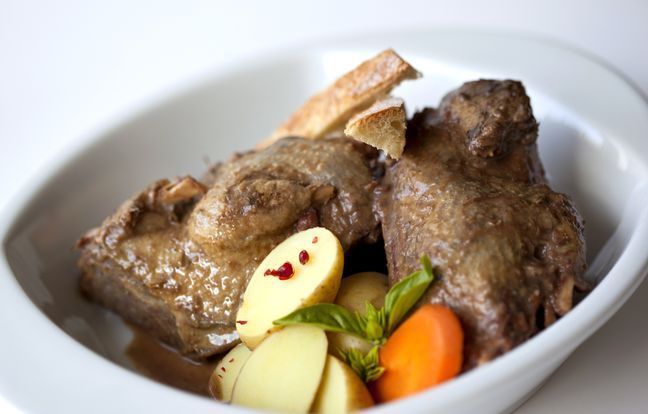 Wilde Tauben in Bayonne Schinken Sauce - Salmis de Palombe