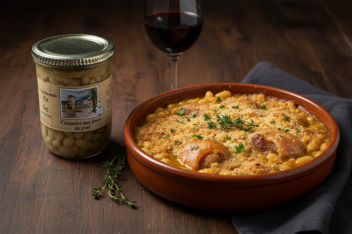 Cassoulet aux joues de porc – Glas mit Gericht